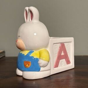 Vintage Napco Ceramic Bunny Vase w/Original Sticker and Debossed NAPCO Mark.